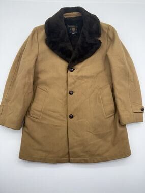 Vintage Casualcraft Fleece Lined Wool Blend Coat sz 40 Brown Made in USA